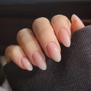 almond ombre baby boomer nails 💅 with hard gel